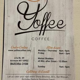 a sign for yoffee coffee