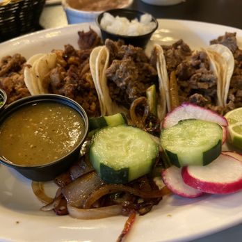 Agaves Mexican Grill - 5 mini tacos. Carne asada and Al pastor - Mexican Near Me - Merced, California