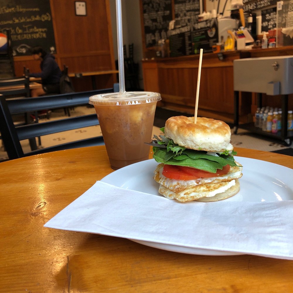 11 Degrees North - Eggie Biscuit Sandwich (Vegetarian) and Hazelnut Brewpe - Coffee & Tea Near Me - Chicago, Illinois 11 Degrees North - Eggie Biscuit Sandwich (Vegetarian) and Hazelnut Brewpe - Coffee & Tea Near Me - Chicago, Illinois