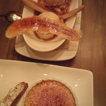 Mooo.... Beacon Hill - Classic Vanilla Créme Brûlée (vanilla bean, almond biscotti) and the Bananas Foster (vanilla ice cream, caramalized bananas, warm rum sauce) - Steakhouses Near Me - Boston, Massachusetts