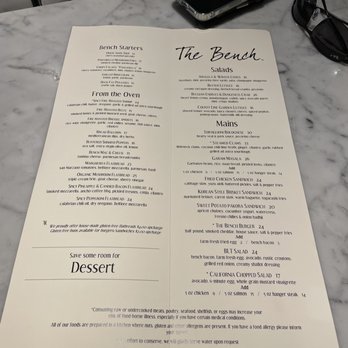 The Bench - Menu - New American Near Me - Pebble Beach, California The Bench - Menu - New American Near Me - Pebble Beach, California