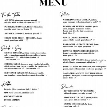 Benchmark - Menu - New American Near Me - Santa Ana, California