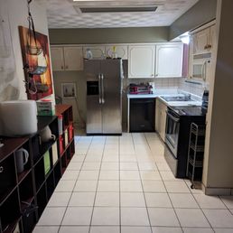 This kitchen floor had what we thought were permanent stains, they managed to get them up. This kitchen floor had what we thought were permanent stains, they managed to get them up.