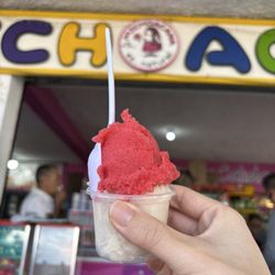 La Michoacana - Non-dairy Strawberry and soursop ice cream (on the taco food tour with Juan More Taco Tours)