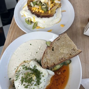 Magpie Diner - I forgot the names!!! But it's egg with a spicy chili I believe the one in the back is the French toast - Breakfast & Brunch Near Me - Harrisonburg, Virginia Magpie Diner - I forgot the names!!! But it's egg with a spicy chili I believe the one in the back is the French toast - Breakfast & Brunch Near Me - Harrisonburg, Virginia