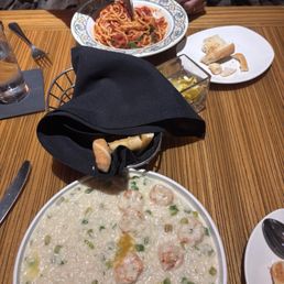 This was supposed to be spaghetti, Bolognese and shrimp risotto well done. It was spaghetti with marinara and soupy hard risotto This was supposed to be spaghetti, Bolognese and shrimp risotto well done. It was spaghetti with marinara and soupy hard risotto