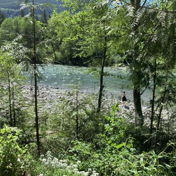 Sky Cabins - View of the river from the back of the cabin - Vacation Rentals Near Me - Baring, Washington