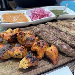 Kebabs with dipping sauce Kebabs with dipping sauce