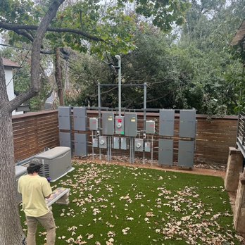 Lighthouse Solar - Electrical equipment rack for (8) Enphase 5P batteries providing whole home backup power during a grid outage. - Solar Installation Near Me - Austin, Texas