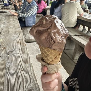 Tillamook Creamery - Rocky road scoop on a waffle cone - Cheese Shops Near Me - Tillamook, Oregon