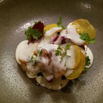 Social Eating House - Early dinner menu: cod cheeks, well balanced by an olive oil yogurt - British Near Me - London, XGL Social Eating House - Early dinner menu: cod cheeks, well balanced by an olive oil yogurt - British Near Me - London, XGL