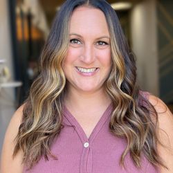 Face framing balayage and root touch up