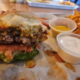 Already bit into,but you can see the quality of beef.