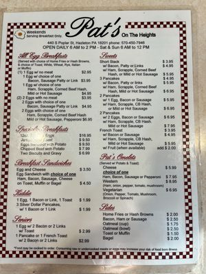Menu photo 1 Pat's on the Heights Hazleton, PA