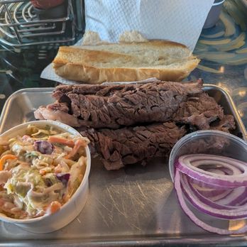 The Stellar Hog - OG Brisket Sandwich with Coleslaw and Onions. - Beer Gardens Near Me - Saint Louis, Missouri