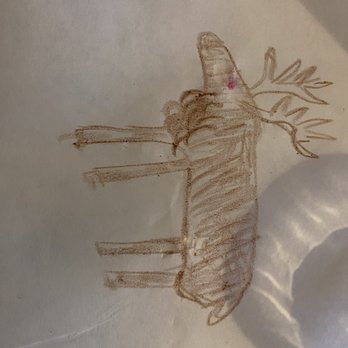 The Bistro - Elk drawing on paper tablecloth - French Near Me - Jackson, Wyoming