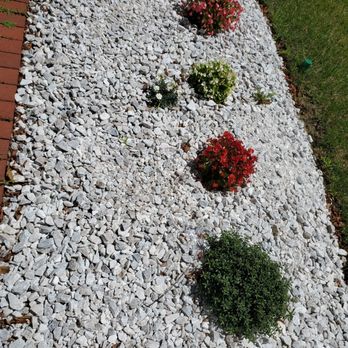 Artistic Landscaping - Shrubs and flowers in white rock bed. - Landscaping Near Me - Lanham, Maryland