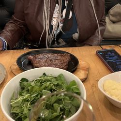 Santa Brasa - Ribeye mashed potatoes salad.
