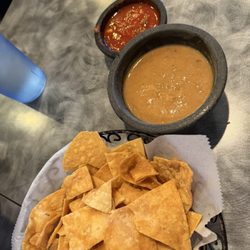 Esmeralda's Mexican Restaurant - Homemade chips with beans and salsa to start