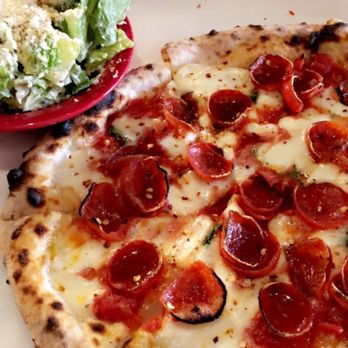 Cane Rosso - Pepperoni pizza and side cesar salad - Pizza Near Me - Dallas, Texas