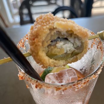 Tower 12 - Whatever this is on top of my Bloody Mary - I think cheesy stuffed jalapeño - is sooo good! - Bars Near Me - Hermosa Beach, California Tower 12 - Whatever this is on top of my Bloody Mary - I think cheesy stuffed jalapeño - is sooo good! - Bars Near Me - Hermosa Beach, California
