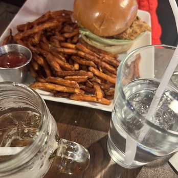 AmericanSoul Kitchen & Bar - Southern Fried Chicken Sandwich and sweet potato French Fries - Soul Food Near Me - Meriden, Connecticut
