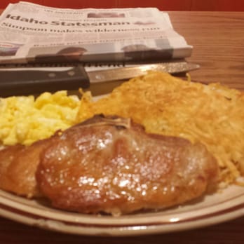 Capri Restaurant - Breakfast pork chops, scrambled eggs, hashbrowns, plus the morning Idaho Statesman, to boot. - Breakfast & Brunch Near Me - Boise, Idaho