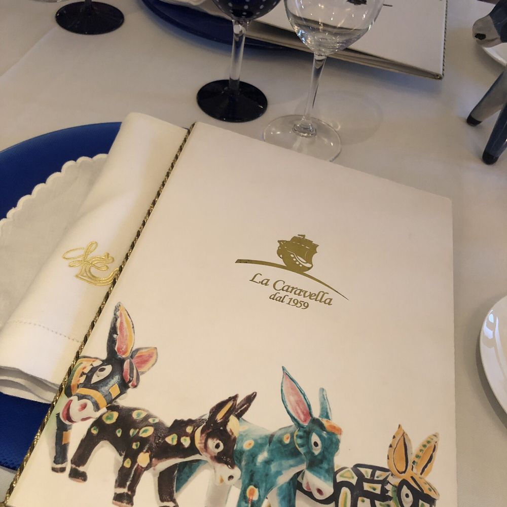 La Caravella - Beautiful menu (donkeys are a symbol of good luck) - Italian Near Me - Amalfi, SA La Caravella - Beautiful menu (donkeys are a symbol of good luck) - Italian Near Me - Amalfi, SA