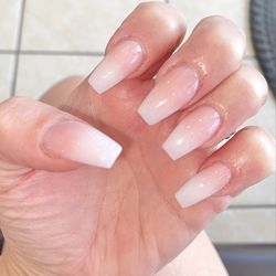 LV Nails Spa - Acrylic coffin shape, pink ombre. :)