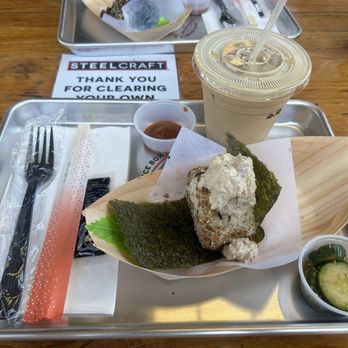 OniGuru - Tuna Mayo Onigiri with Dark Horse's DayDay coffee - Japanese Near Me - Garden Grove, California OniGuru - Tuna Mayo Onigiri with Dark Horse's DayDay coffee - Japanese Near Me - Garden Grove, California