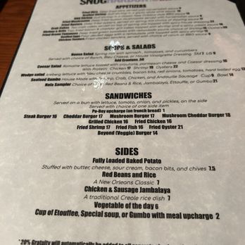 Snug Harbor Jazz Bistro - Menu - Jazz & Blues Near Me - New Orleans, Louisiana