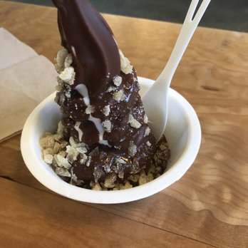 Eb & Bean - Husband's mint ice cream with Nutella magic shell and candies ginger. He loved it! - Ice Cream & Frozen Yogurt Near Me - Portland, Oregon