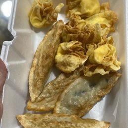 Crab Rangoon (double order) and pot stickers