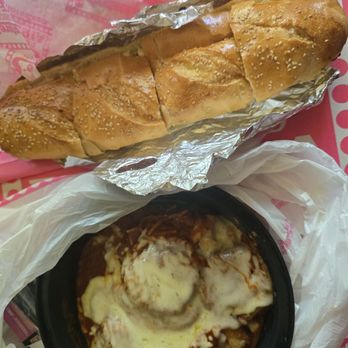 Salvatore's Old Fashioned Pizzeria - $10 Sunday Pasta Special - Eggplant Parm with Spaghetti and garlic, cheesy bread ! - Food Delivery Services Near Me - Batavia, New York