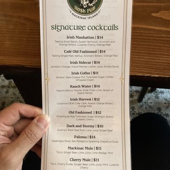 Patrick Doud's Irish Pub - Menu - Irish Near Me - Mackinac Island, Michigan