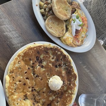 First Awakenings - Monkey Wrench Pancakes The Works Omelette - Breakfast & Brunch Near Me - Monterey, California First Awakenings - Monkey Wrench Pancakes The Works Omelette - Breakfast & Brunch Near Me - Monterey, California