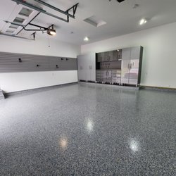 Revel Garage Solutions - Full Garage Makeover with RG-Ultimate Cabinets and Rev-Flake Concrete Floor Coating