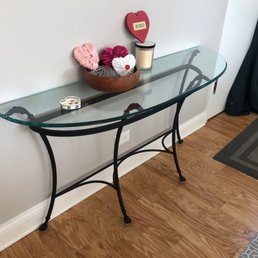 Glass wall table.