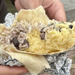 Salsa Shop - Veggie burrito w a big clump of cheese