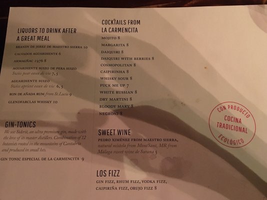 Menu photo 1 Taberna La Carmencita Madrid, M Menu photo 1 Taberna La Carmencita Madrid, M
