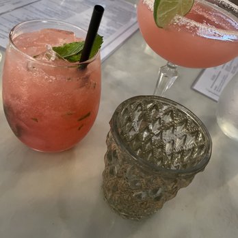 Gatsby's Landing - WATERMELON MARGARITA and RASPBERRY OLD SPORT White Rum, Raspberry, Mint Topped with Prosecco- so good! - New American Near Me - Roslyn, New York