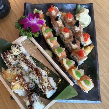Kaizen Sushi - Crunch (left) Dynamite Salmon Roll (middle) Trail Blazer Roll (right) - Sushi Bars Near Me - Portland, Oregon Kaizen Sushi - Crunch (left) Dynamite Salmon Roll (middle) Trail Blazer Roll (right) - Sushi Bars Near Me - Portland, Oregon