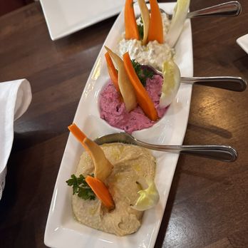 460 Bistro - 3 460 Dip Platter Pick 3 (Hummus, Pink Lady, and Babaganoush) - Mediterranean Near Me - West Orange, New Jersey 460 Bistro - 3 460 Dip Platter Pick 3 (Hummus, Pink Lady, and Babaganoush) - Mediterranean Near Me - West Orange, New Jersey