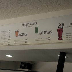 Michoacana Millenium - The menu on 11/18/22