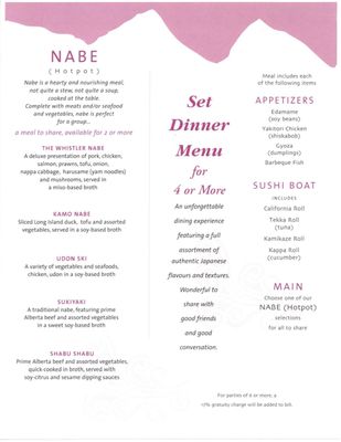 Menu photo 3 Kaze Japanese Restaurant Whistler, BC Menu photo 3 Kaze Japanese Restaurant Whistler, BC