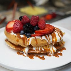 Dulce de leche french toast (waffle style)