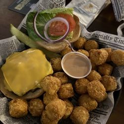 Candlelight South Restaurant - Blue Cheese Burger with tots