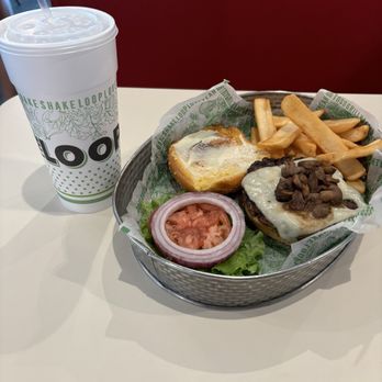 THE LOOP RESTAURANT - Mushroom cheeseburger w/ fries. - Burgers Near Me - Fleming Island, Florida THE LOOP RESTAURANT - Mushroom cheeseburger w/ fries. - Burgers Near Me - Fleming Island, Florida