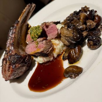 Devon Seafood & Steak - Lamb chops with mushrooms and grits - Seafood Near Me - Oakbrook Terrace, Illinois