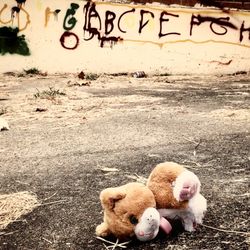 City of Shreveport - A sad reminder that the homeless include children. Looks like one used this wall as a classroom.